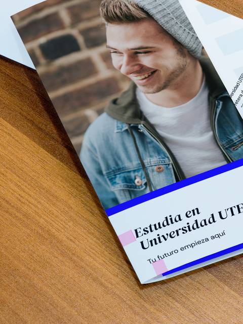 A promotional flyer for UTF University featuring a smiling young man wearing a beanie.