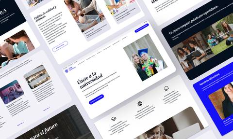This image shows a collection of web design mockups displayed on a digital screen, representing various website interfaces.