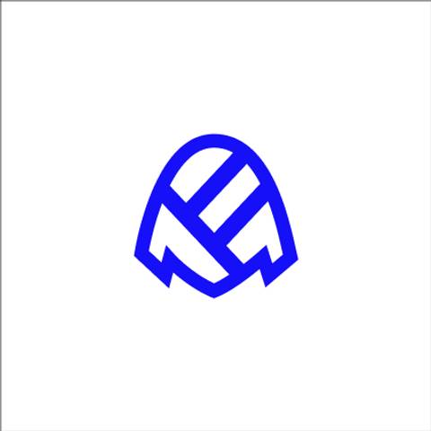 A simple blue logo resembling a stylized letter M on a white background.