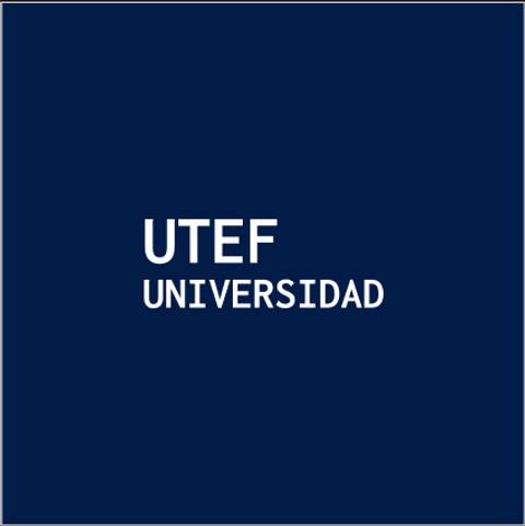 A dark blue graphic with white text reading 'UTEF UNIVERSIDAD'.