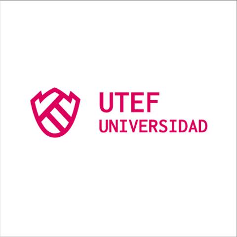 Logo of Universidad UTEF featuring a stylized shield in pink with text beneath.