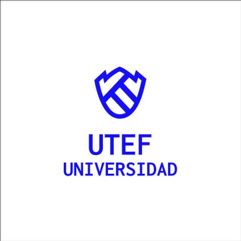 The image displays a blue logo consisting of a shield with a stylized letter 'K' and the text 'UTEF UNIVERSIDAD' below it.