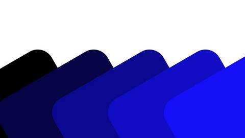 This is an abstract graphic of overlapping curved shapes in shades of blue and black.